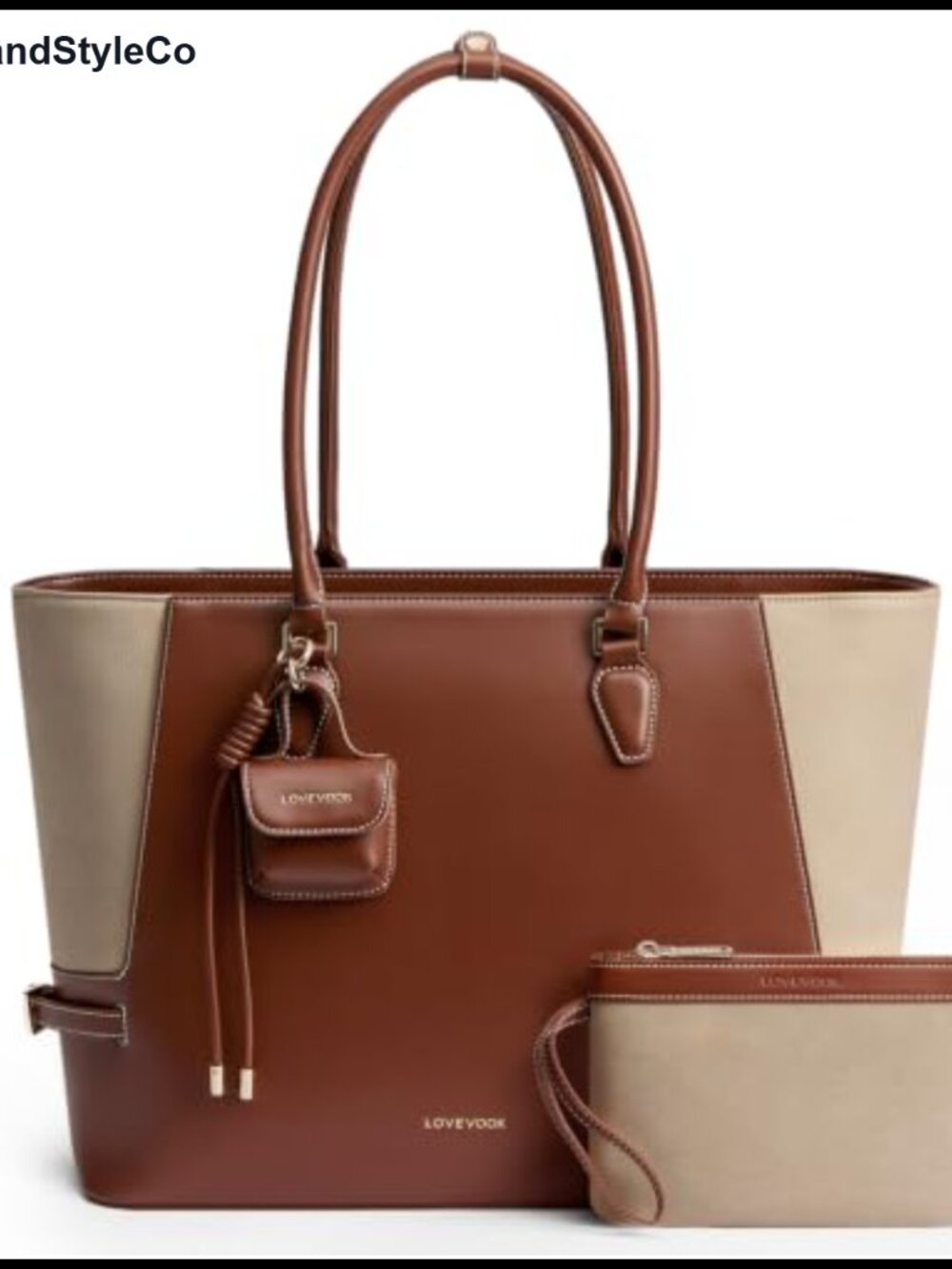 Laptop Tote Bag Nylon Faux Leather Work Commute Travel Multi-Compartment Clutch